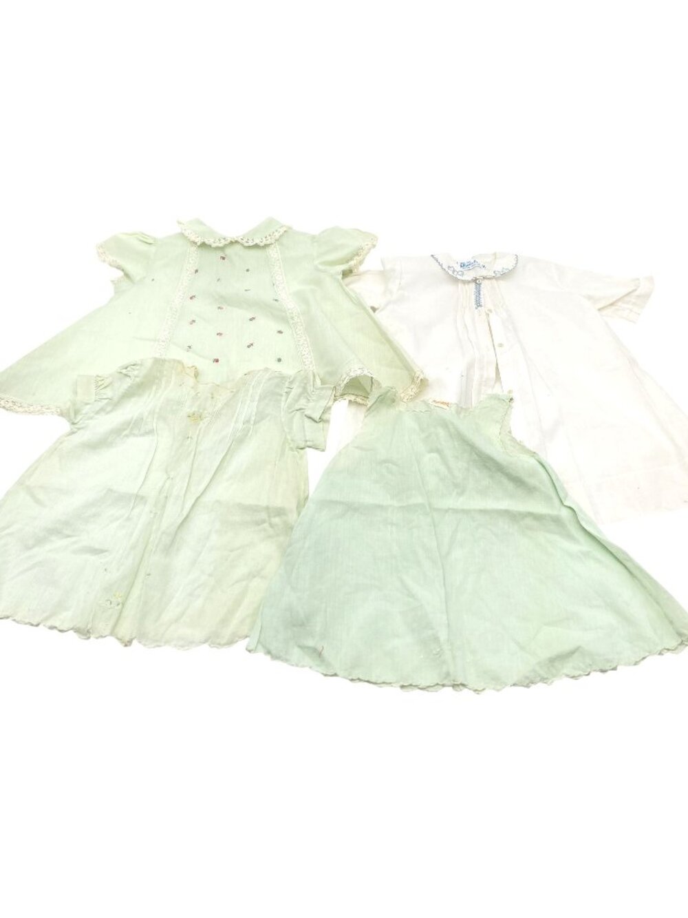 Vintage Baby Dresses Feltman Bros DayGown Lot Green & White Made in Philippines